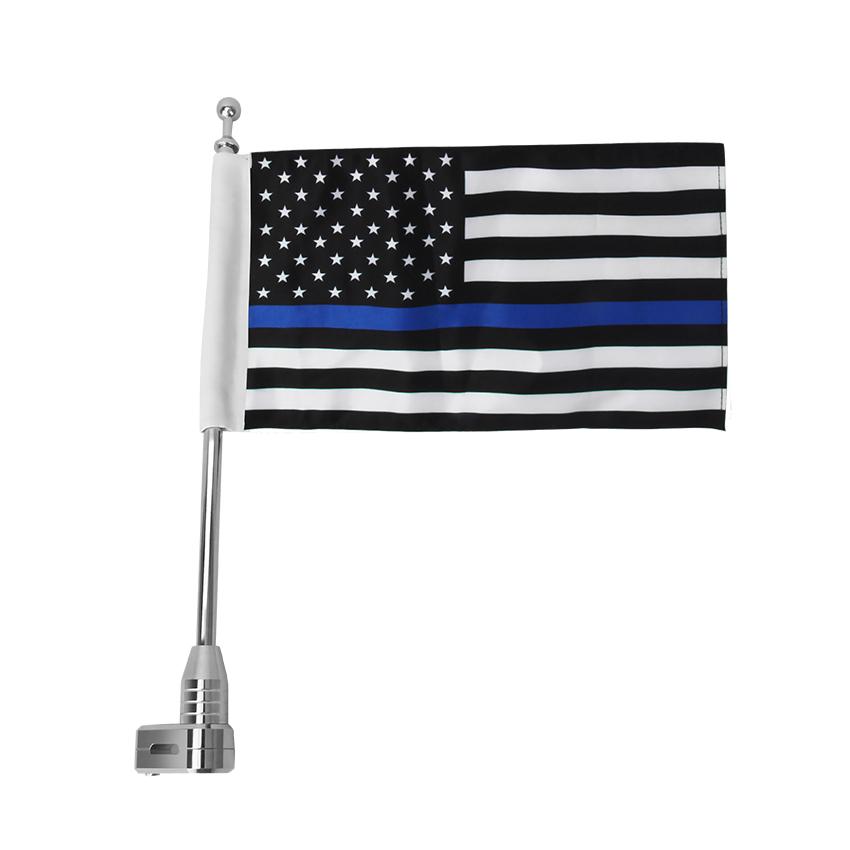 Chrome Motorcycle Skull America Flag w/Pole For Honda GoldWing GL1800 2001-2011 2010 Rear Side Mount Luggage Vertical Flags