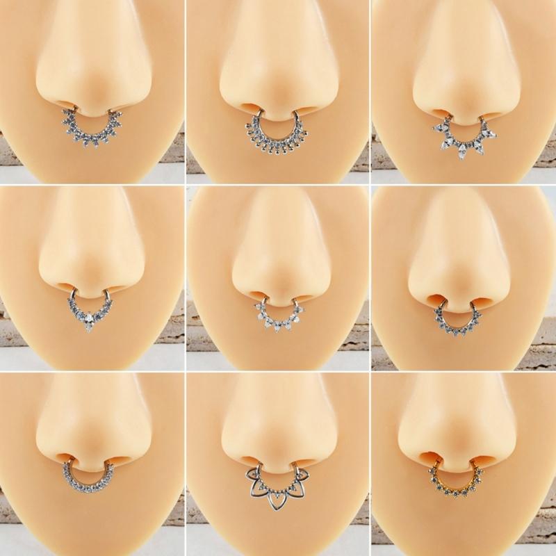 Fashionable Crystal Nose Piercing Ring Jewelry Stainless Steel Accessory for Ear Cartilage Music Festival Accessories