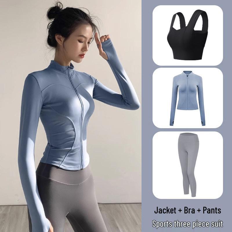 Women s Quick-Dry Zipper Slimming Vest & Stand Collar Jacket Yoga Set L