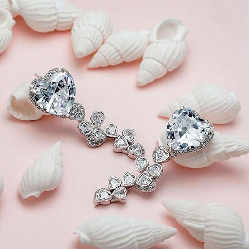 BELLA BOX Aesthetic Love Dangle Earrings For Women With Heart Cubic Zirconia Crystal Earrings Romantic Wedding Trend Lady's Jewelry