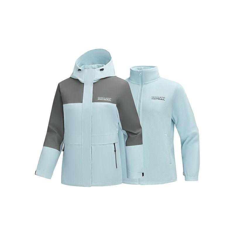 Skechers Outdoor Sports Hooded Letter Three-In-One Waterproof Windproof Jacket Women jackets P425W183-022G S
