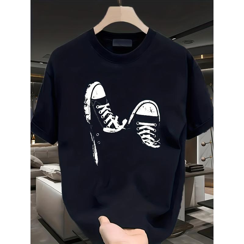 Make Old Canvas Shoes Printed with White T Street Cool Wind Slim Short Sleeve Niche Design Sense Men and Women with the Same Top.