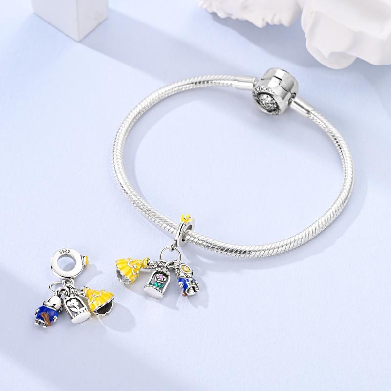 Sweet Copper Tea Party Pink Princess Series Charms Beads Fit 3Mm Original Bracelets Diy Jewelry Birthday Gifts