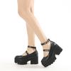 Spring Punk Thick Sole Women's Ankle Strap Loafers - Round Toe Platform Mary Janes