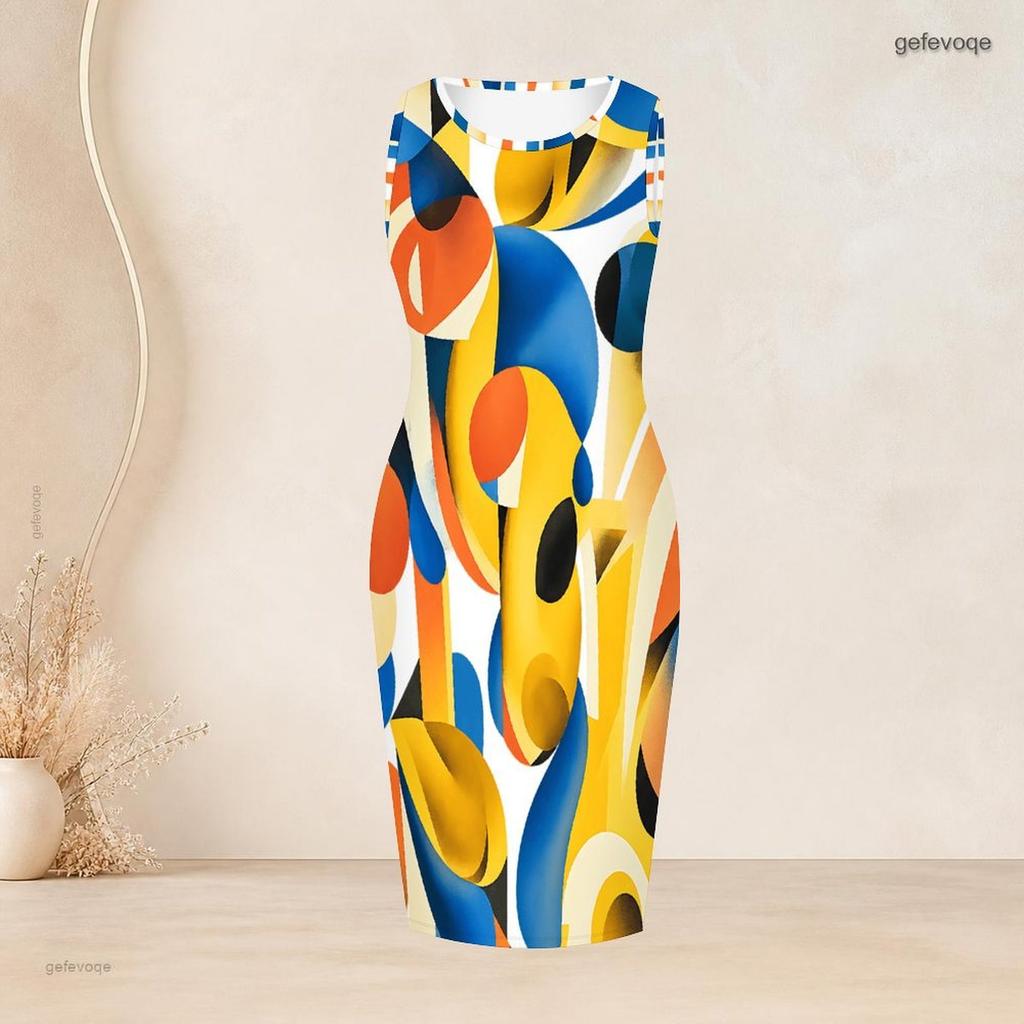 Women Plus Size Striped Printed Two Piece Set 3 4 Sleeve Open Cardigan Sleeveless Crew Neck Bodycon Dress