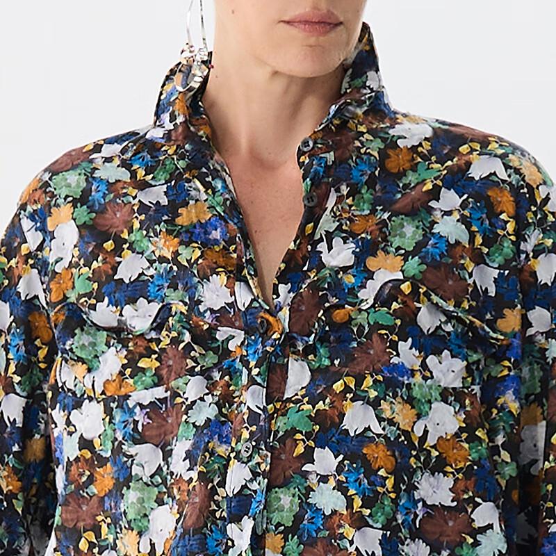 JNBY Women's 2025 Spring Liberty Floral Cotton Loose Long Sleeve Shirt
