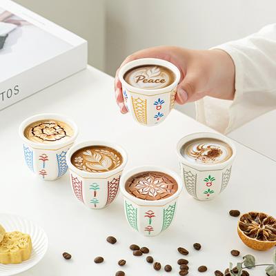 1 Stück Kaffeetasse Verschiedene Orte Keramiktextur Leicht zu reinigen Wohnungen Angenehme Haptik Zeremonie Retro-Musterdesign Das Leben genießen