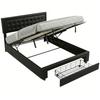 PU Leather King Size Ottoman Bed Frame, with Front Drawer - Black