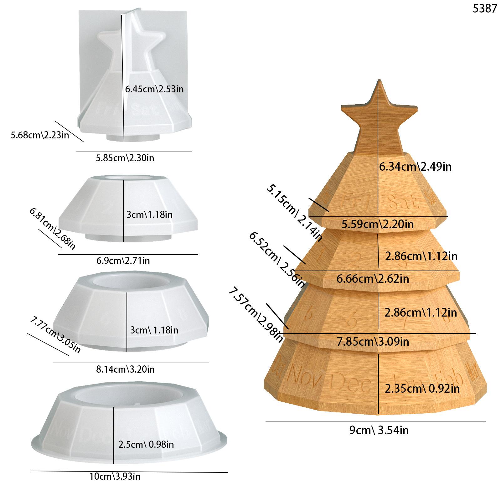 Resin Mold High-Temperature Resistance Christmas Tree Mold Perpetual Calendar Mold Reusable For Diy Candle Making Plaster белый