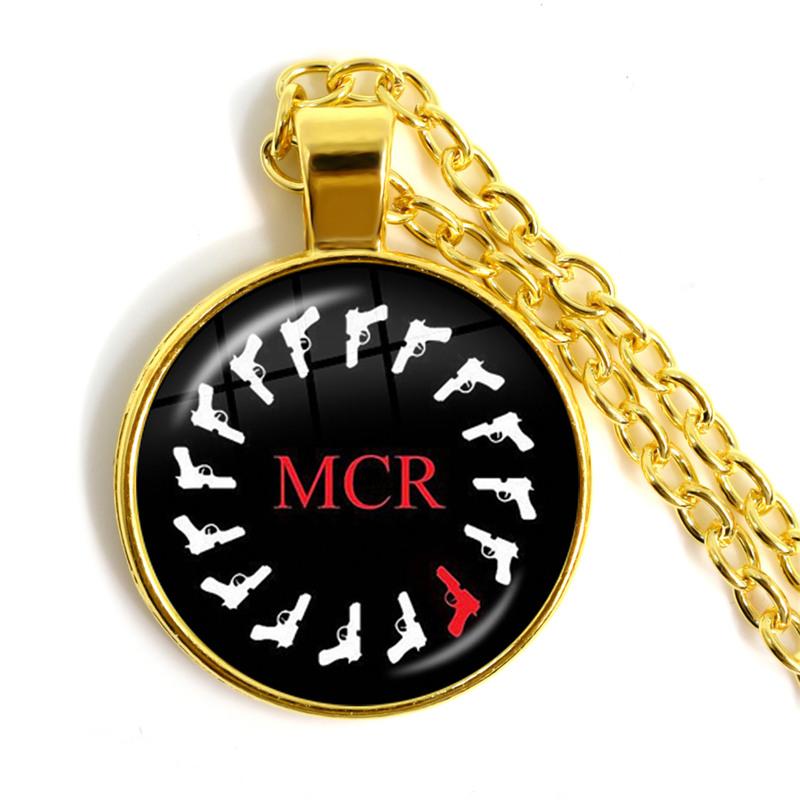 Punkové náhrdelníky Rocková kapela My Chemical Romance Kulatá skleněná kopule Kabošon Náhrdelník Módní Fanoušci Článkový řetěz Šperky