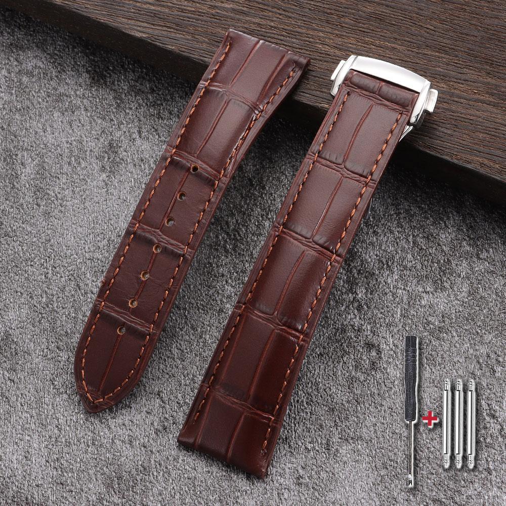 19mm 20mm 21mm 22mm for Omega Seamster Watch Original Leather Watch Strap Solid Steel Deployant Clasp Bamboo Leather Watch Bands