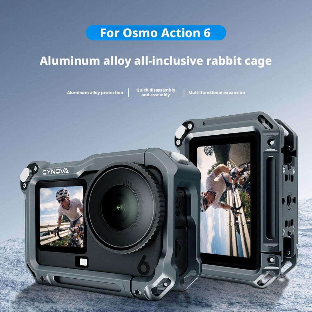 For DJI ACTION6 Metal Rabbit Cage Vlog Grip Mount Quick Release Ergonomic Camera Accessory