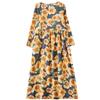 New Floral Vacation Style Travel Round Neck Vintage Long Flesh Covering Dresses