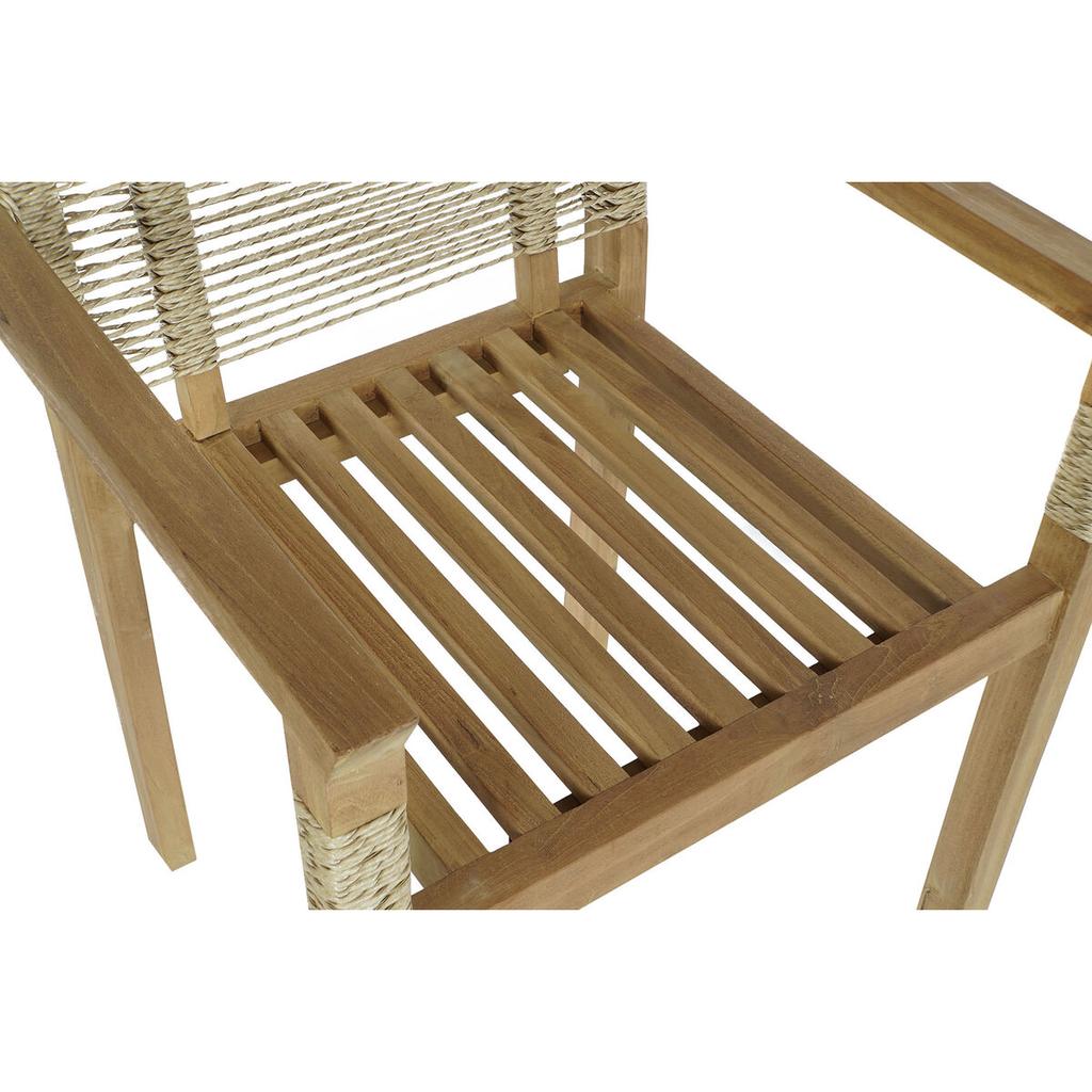 Table + 4 Chairs Set DKD Home Decor 100 X 100 X 76 Cm Teak Rope