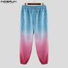 INCERUN Men Drawstring Elastic Waist Gradient Casual Long Harem Pants Trousers