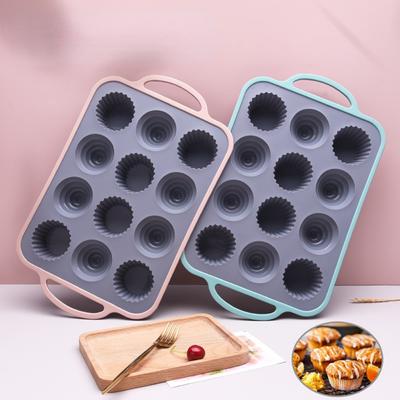 Silicone Cake Mold 12-Hole Baking Round Cake Mold Silicone Baking Pan Oven Baking