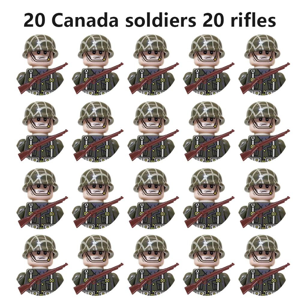 20Pcs/Set WW2 Military Soldier Array Soviet US UK France Japan Canada Italy China Building Blocks Action Figure Bricks Kids Toy