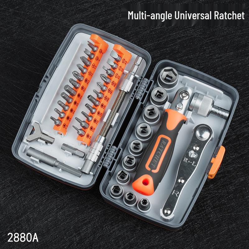38-in-1 Multi-Angle Ratchet Screwdriver Set with Quick Wrench and High Hardness Tool Box