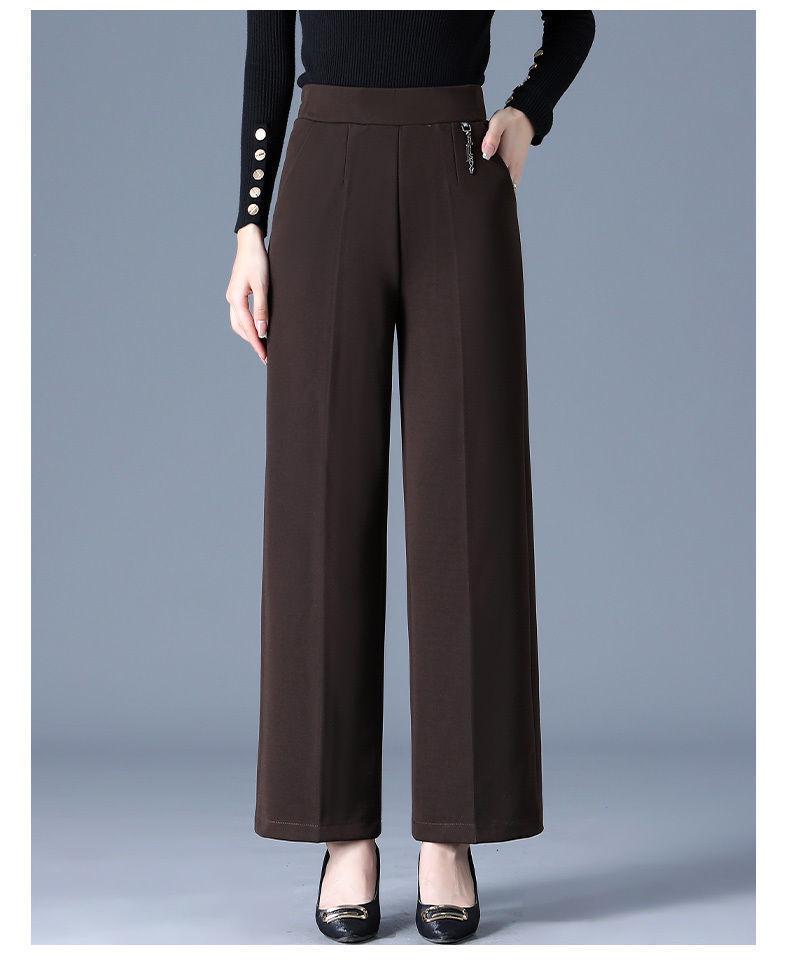Elastic High-Waist Wide-Leg Pants for Middle-Aged and Elderly Women - Spring & Autumn Casual Plus Size
