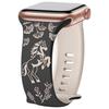Совместимый ремешок для Apple Watch (Серия 1-10) с разноцветной пряжкой-бабочкой - Двухцветный силиконовый дизайн с цветочными и конными узорами