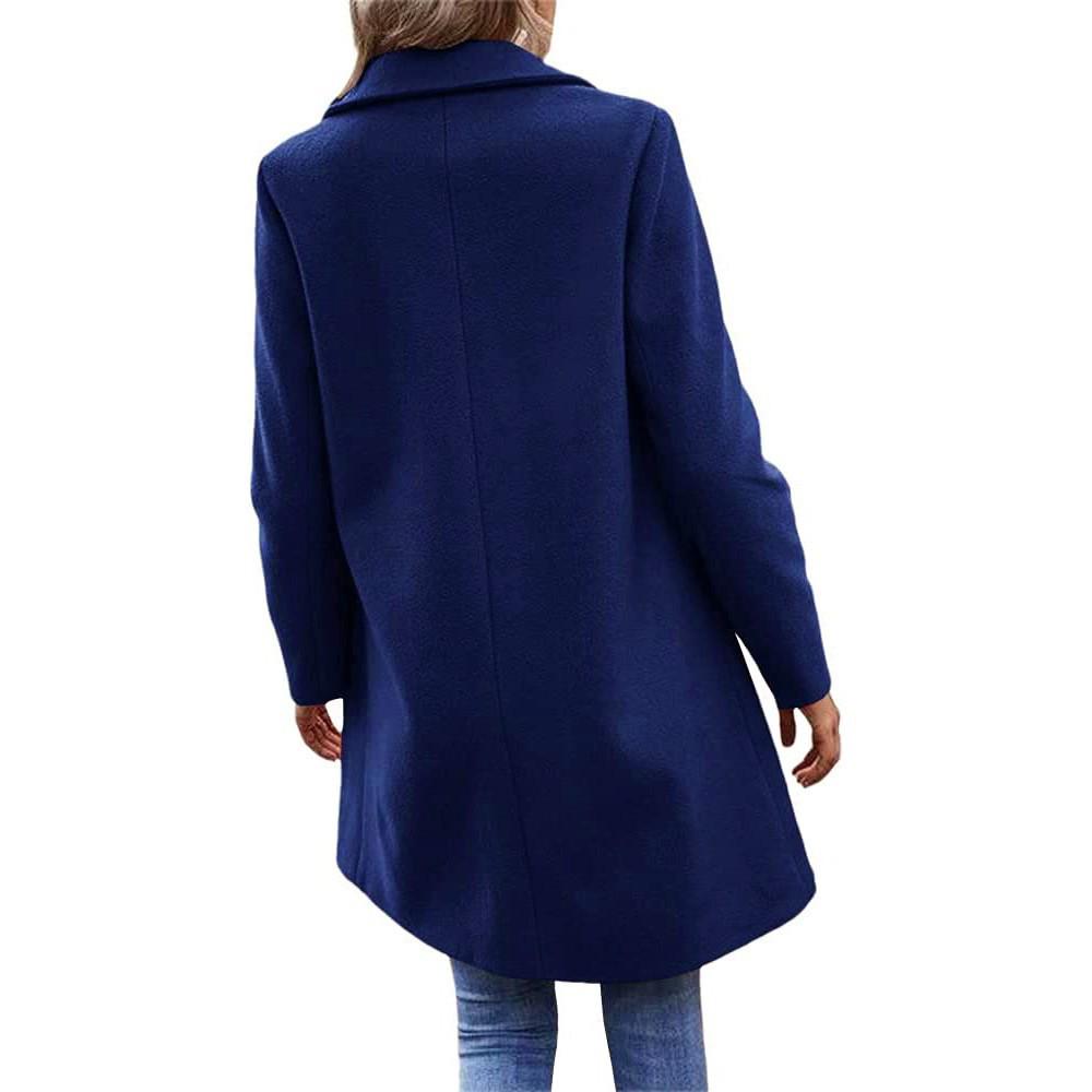 Women's Woolen Mid-Length Trench Coat, British Style, Classic Solid Color, Winter Workwear, Double-Sided Fleece.