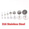 Ne se décolore pas 100 pièces/lot Clous d'oreilles vierges en acier inoxydable Adaptés pour supports de cabochon et camée de 12 mm Accessoires de fabrication de bijoux DIY Fournitures