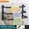 Black Stainless Steel 3-Layer Punch-Free Towel Rack