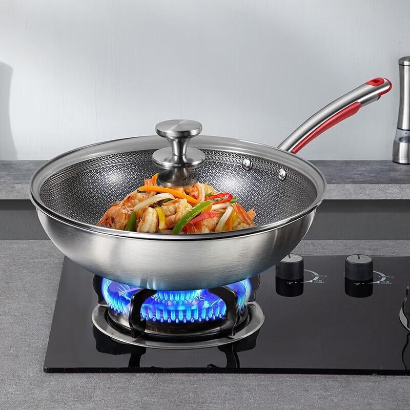 32cm Stainless Steel Honeycomb Non-stick Wok