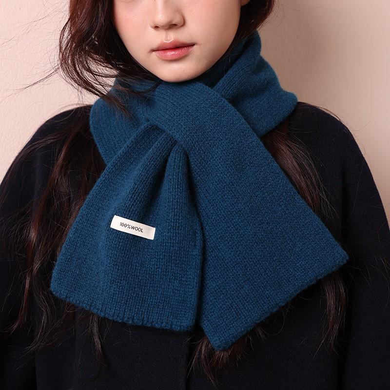 2026 Winter Knitted Wool Scarf Women Men Solid Color Long Wrap Warm Cozy Neckwear Korean Style 30cm Wide
