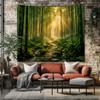 Japanese Bamboo Forest Tapestry Zen Nature Wall Hanging Green Woodland Decor Peaceful Meditation Room Art
