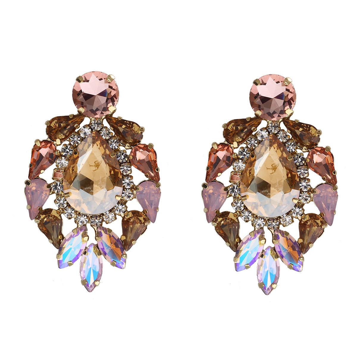

Metal Water Drop Rhinestone Stud Earrings Women s New Trend Glamorous Design Zircon Wedding Accessories золотой