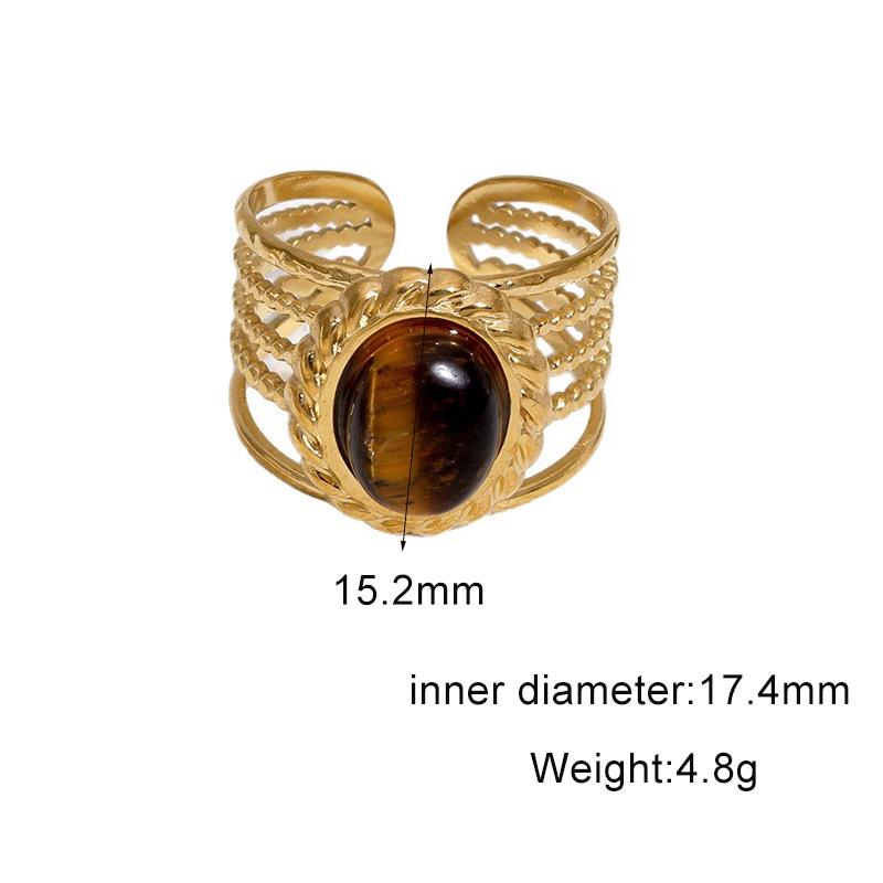 Exquisite European & American Turquoise Stainless Steel Open Ring for Women - Fashionable, High-Class Titanium Steel Index Finger Ring