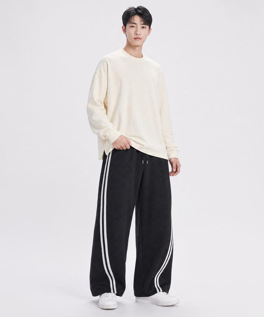 OCELOT C59 Curved Side Double-Striped Wide Sweatpants_Black