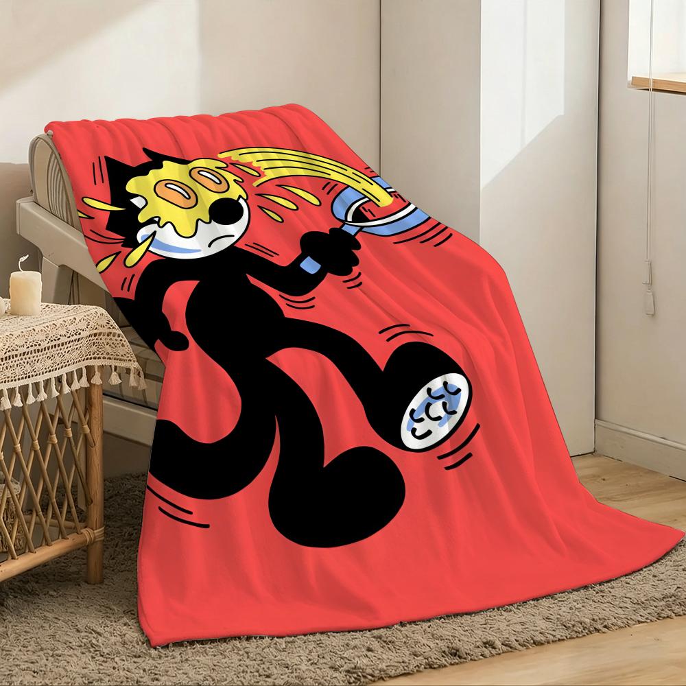 F-Felixs The Cat Throw Lightweight 240G Flannel Blanket Soft Skin-Friendly For Summer Cooling