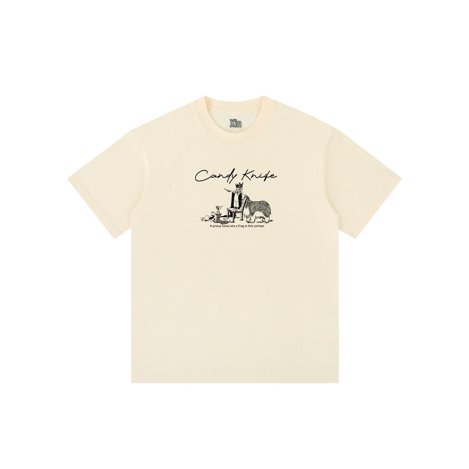 

Heavyweight 230g Cartoon Print Short Sleeve Tee - Unisex, Versatile 2XL бежевый