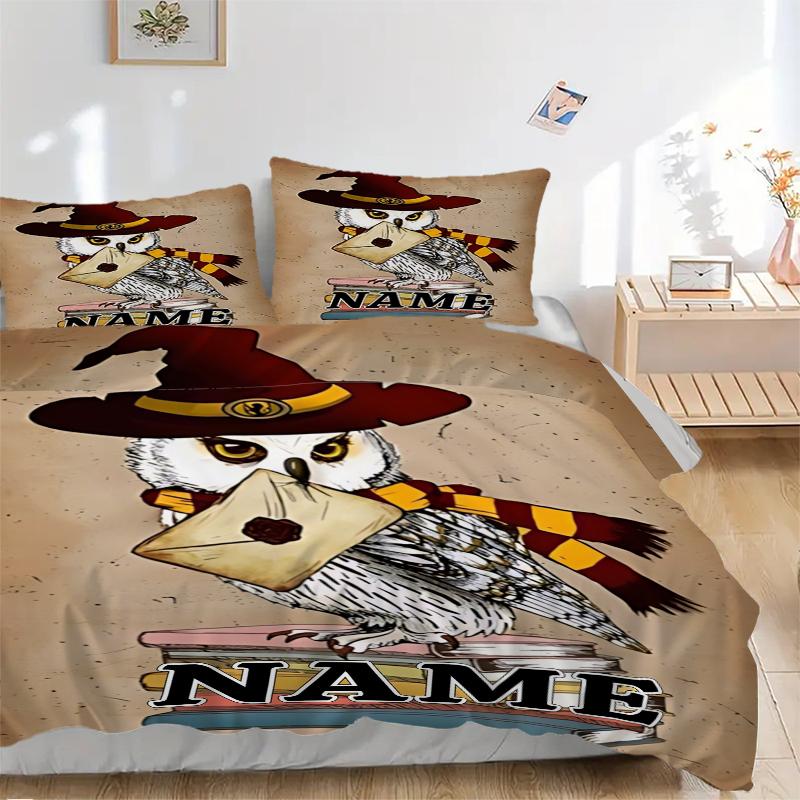 Custom Name Cartoon Harryl Bedding 3 Piece Set HD Print Duvet Cover Pillowcases for Teens Adult Bedroom Decoration