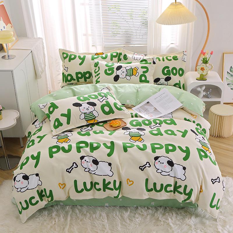 Gestreifte Bettwäsche aus gebürsteter Baumwolle für Herbst/Winter – Verdickter Bettbezug & Laken