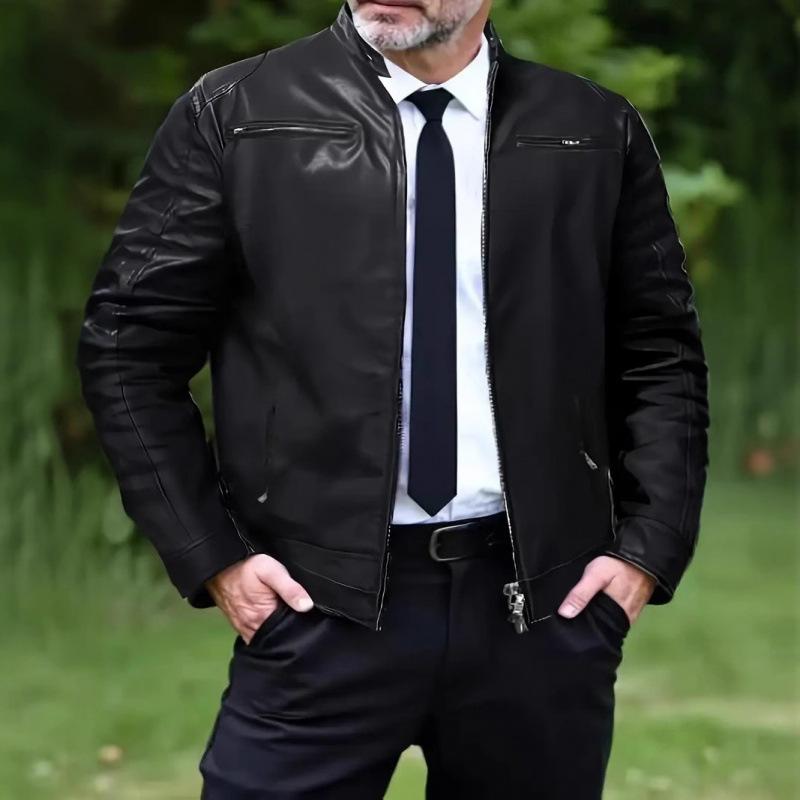 Men's Vintage Fashion Jacket Stand-Up Collar Motorcycle Jacket Slim Fit Multi-Pocket Jacket Spring Summer