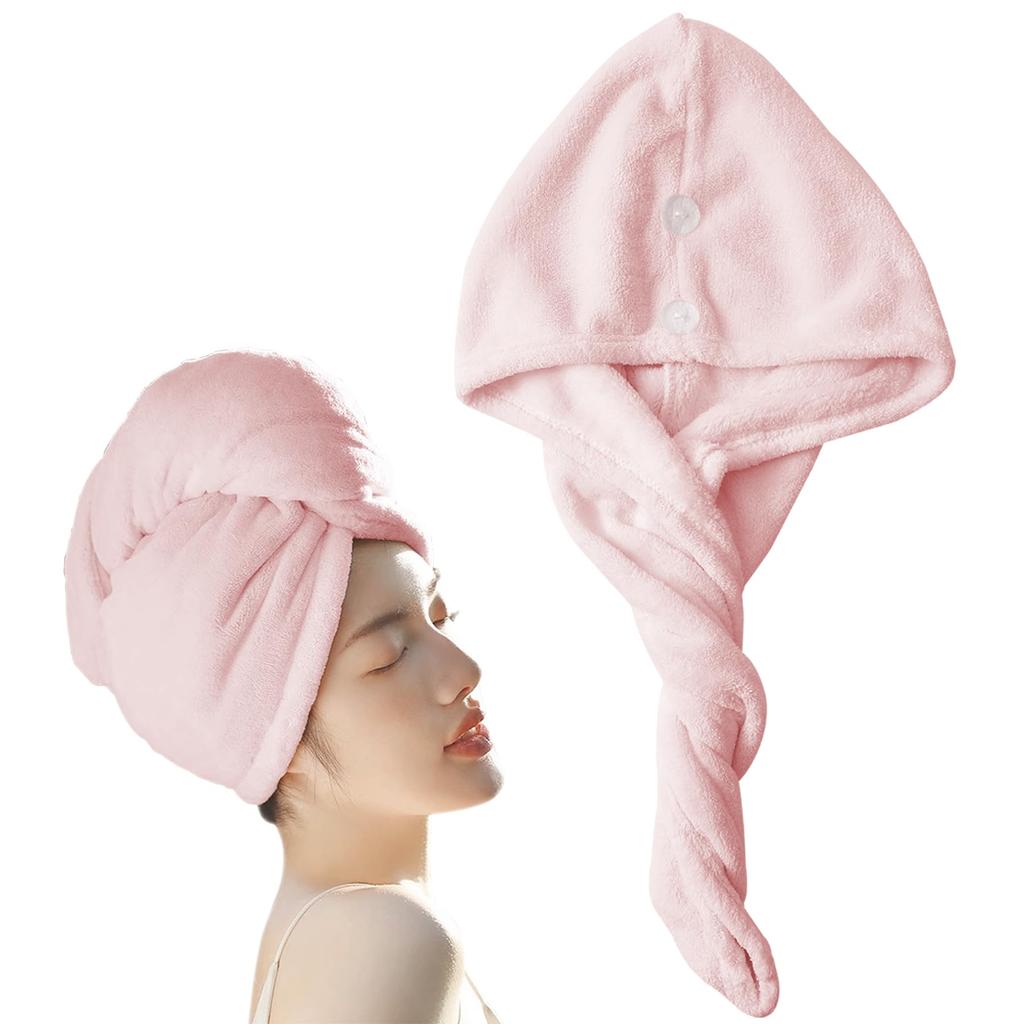 AYO Dry Cap Hair Drying Highly Towel Cap Towel, Quick-Drying, Absorbent, Microfiber, After-Bath (Hair Turban, Pink)