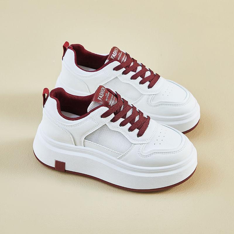 Mesh Breathable Little White Shoes Women's Spring and Summer New Versatile Thick-soled Non-slip Heightening Leisure Travel Sports Board Shoes