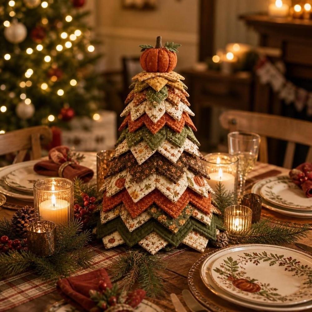 Complete Set DIY Craft Kit Handmade Hand-Made Decor Gifts Quilted Fabric Tree Halloween Decor