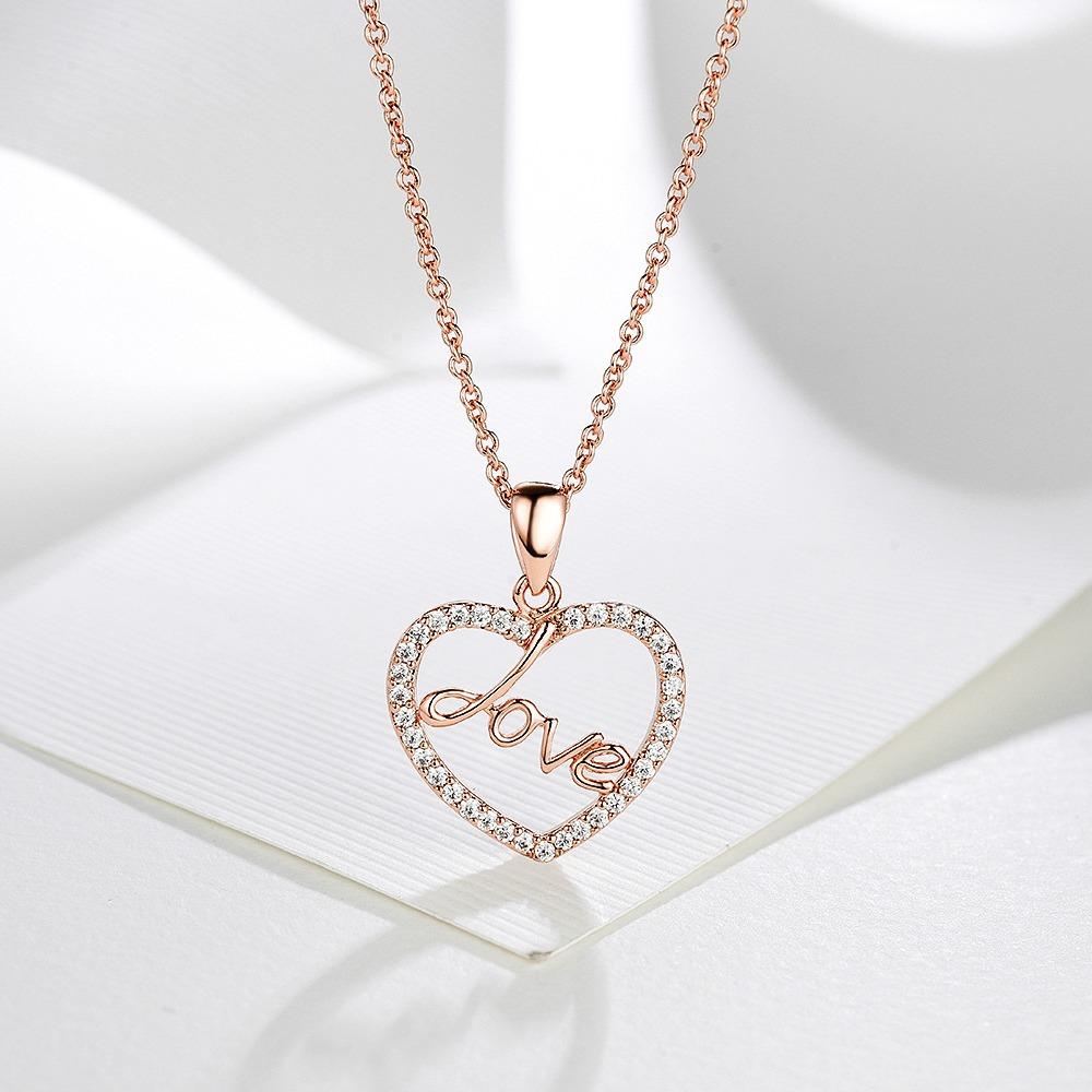 

S925 стерлингового серебра английские буквы любовь в форме сердца кулон розовое золото женское ожерелье розового золота