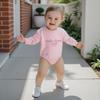 Baby Girl Romper Long Sleeve Crew Neck Bow Letter Embroidery Bodysuit Fall Outfit