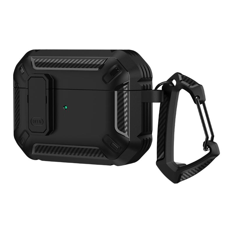 

Premium earbud Protector Featuring Magnetic Auto Open Lid Lock and Integrated Phone Stand for Landscape Portrait Viewing чорний