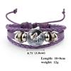 Bracciale in Pelle Intrecciata Multistrato con Motivo Animale Cavallo e Cabochon in Vetro Resina Gioielleria