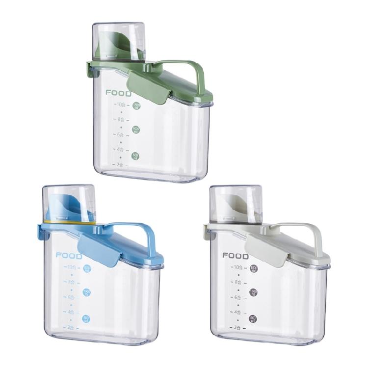 Transparent Bulk Food Container with Pouring Spout Nonslip Handle Box Large Capacity Storage Bin For Snacks Pet Food