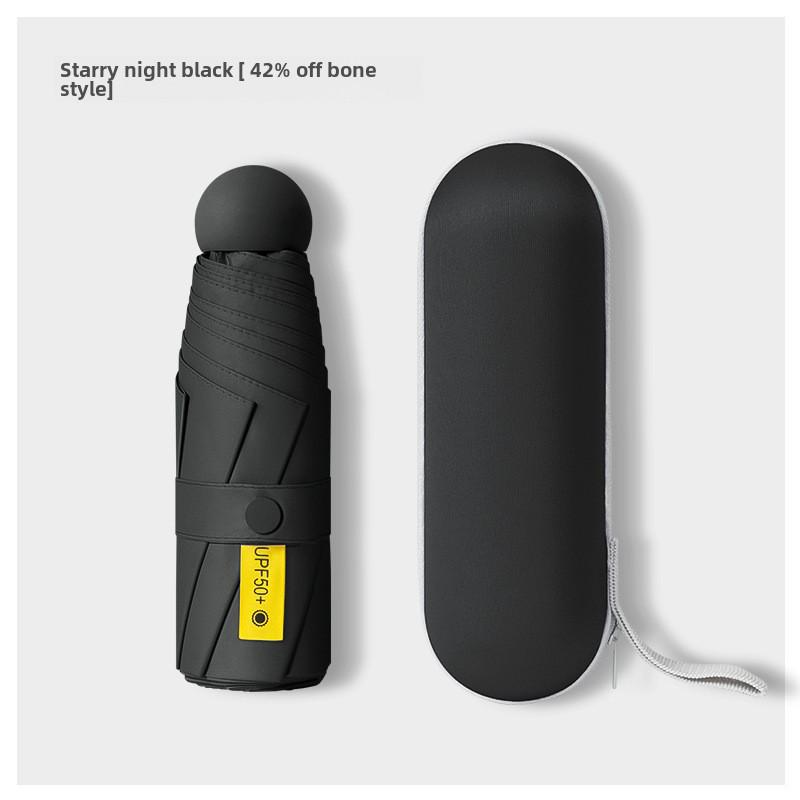 Portable Women's Sun Protection Umbrella - Mini Black Capsule Design