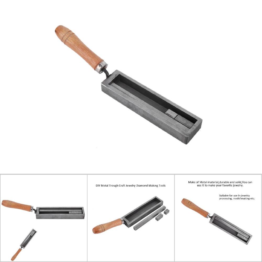 Iron Material Casting Mold Wooden Handle Jewelry Equipment Melting Groove Silver Casting