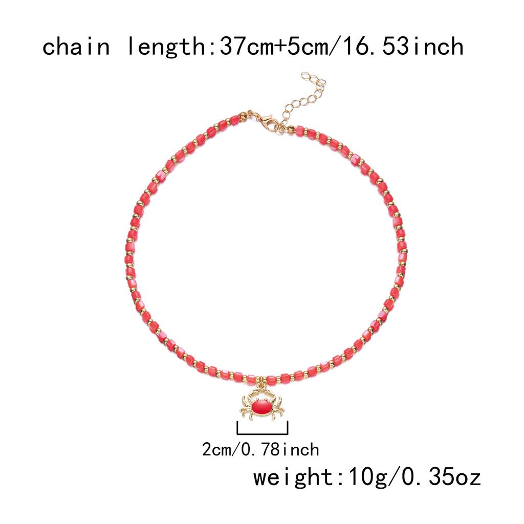 New Starfish and Shell Beaded Necklace Summer Dopamine Ocean Crab Pendant Pearl Choker