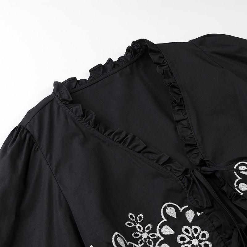 Jnleaog Spring New Arrival Women's Clothing Fashion Style Stylish Fashion Hollowed-out Embroider Cotton Shirt